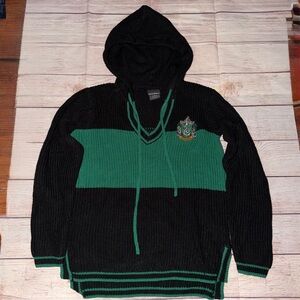 Harry Potter slytherin Hooded Striped Sweater Hogwarts CREST Hoodie green Black